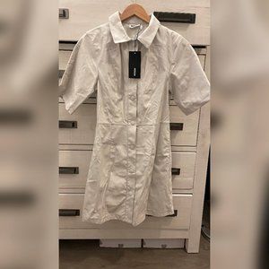 Weekday Faux Leather Mini Shirt Dress In Off White